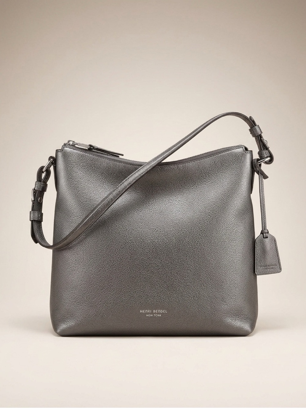 henri bendel Charcoal Leather Crossbody Messenger Bag